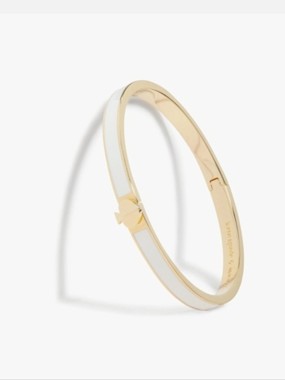 🤍▪️kate spade▪️ Heritage Gold-Tone Hinged Bangle Thin Enamel Bracelet